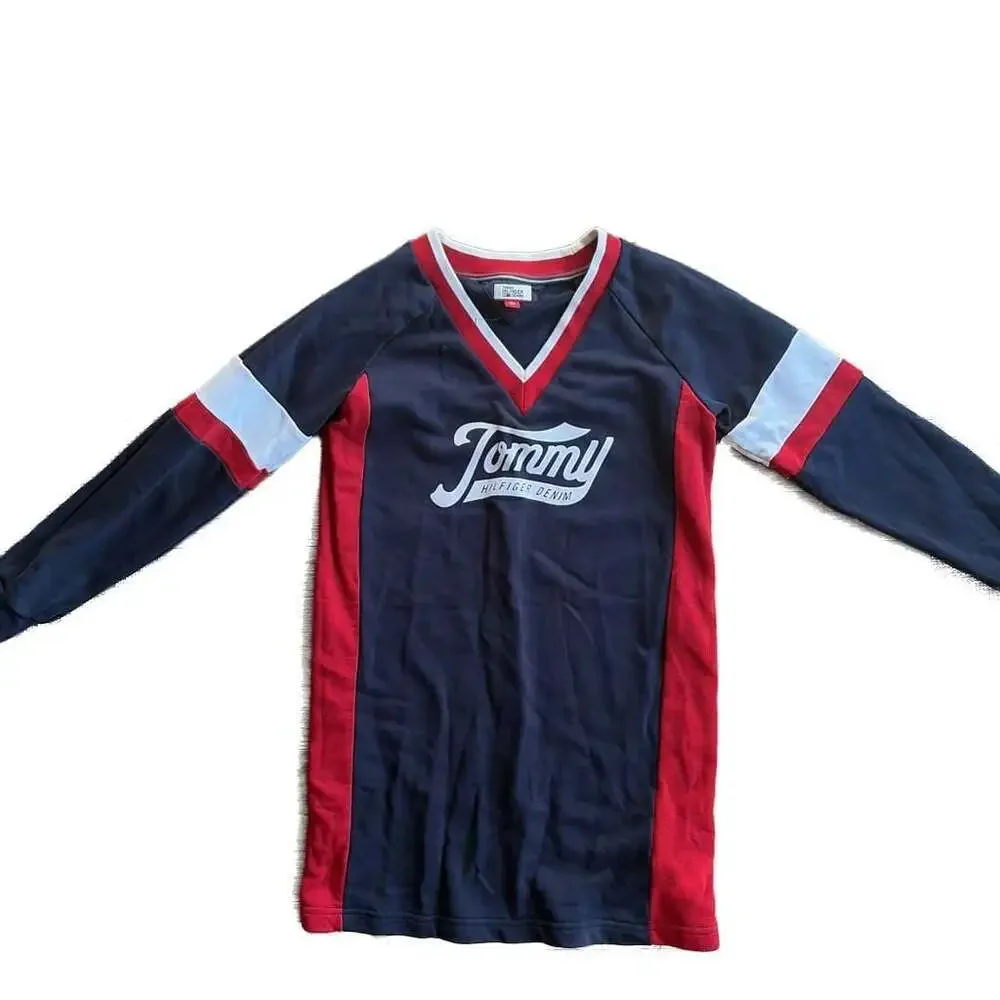 Tommy Hilfiger Jeans V-neck Sweater Big Spell Out size M - Picture 1 of 5
